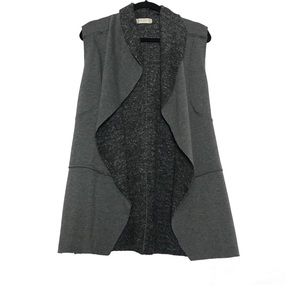 Altar’d State Gray Open Front Faux Fur Long Vest Womens Size S Boho Western